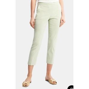 Theory Slim Cropped Pull-On Pant in Stretch Linen